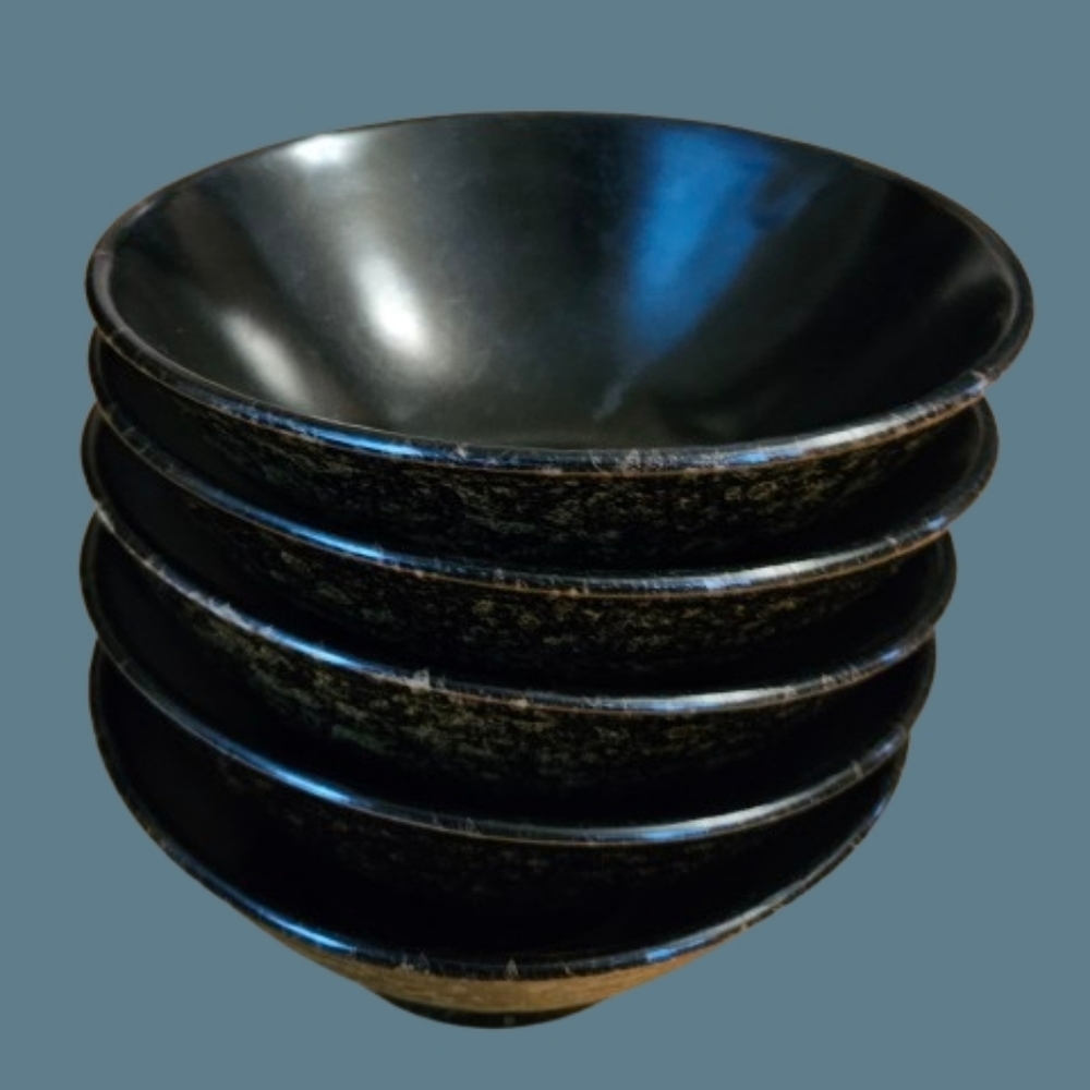 Sara-Miki Nishiki Tenmoku Style Set of 5 Bowls